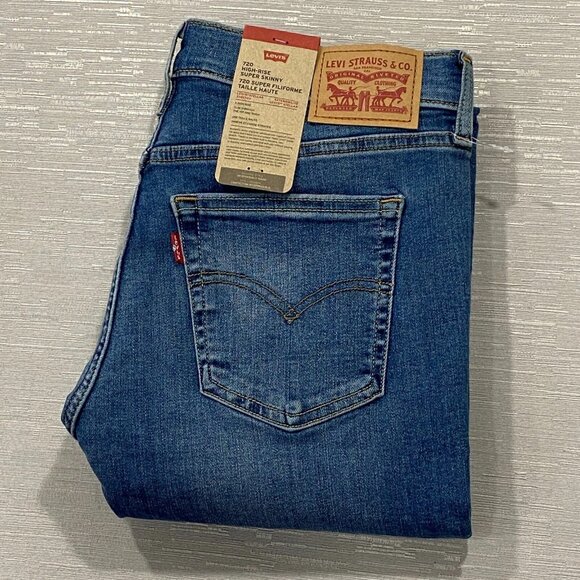 Levi's 720 Jeans Womens 31 x 28 High Rise Super Skinny Medium Wash Stretch Denim - Picture 1 of 12